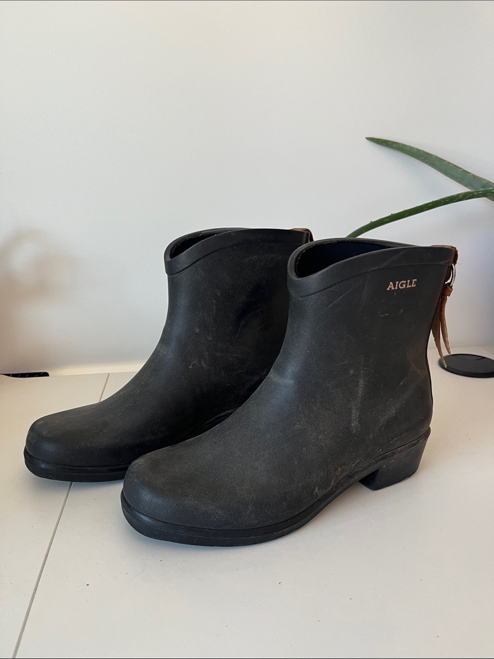 Aigle Black Waterproof Short Rain Boots for Women